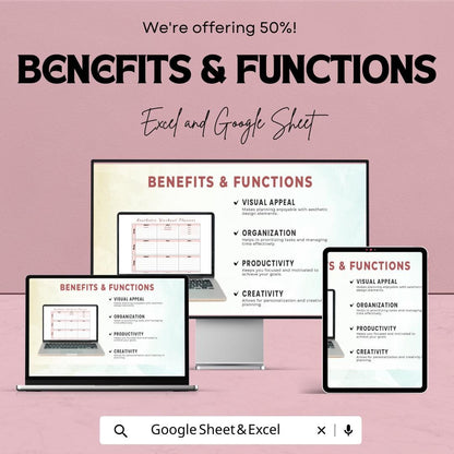 Aesthetic Planner Template | Google Sheets & Excel | Workout and Meal Planner | Weekly Routine Planner | Minimalist Fitness Journal