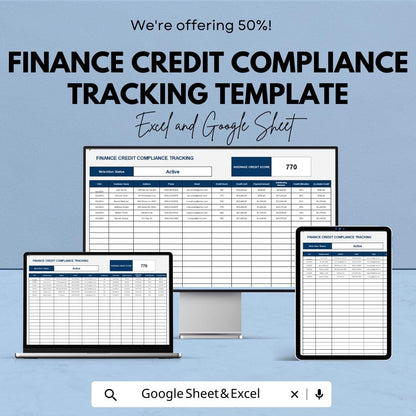 Finance Credit Compliance Tracking Template | Credit Monitoring Spreadsheet | Compliance Tracker | Financial Compliance Tool