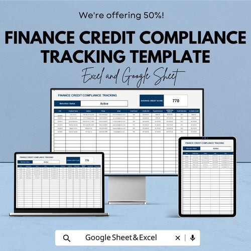 Finance Credit Compliance Tracking Template | Credit Monitoring Spreadsheet | Compliance Tracker | Financial Compliance Tool