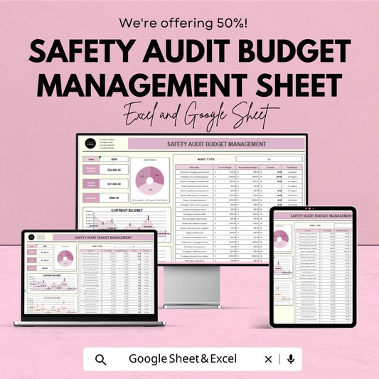Safety Audit Budget Management Sheet - Excel & Google Sheets for Efficient Safety Audit Control