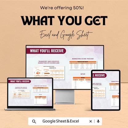Transport and Logistics Marketing KPI Scorecard Sheet - Excel & Google Sheet Template for Marketing Performance