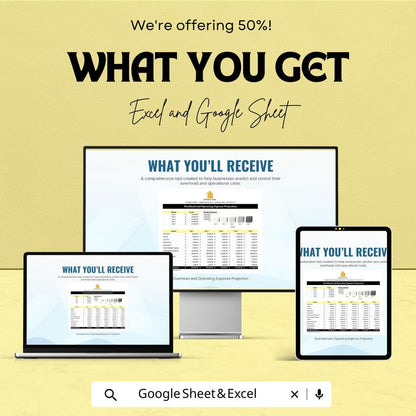 Overhead and Operating Expense Projection Sheet - Google Sheets Template for Budget Planning, Financial Forecasting, Expense Management