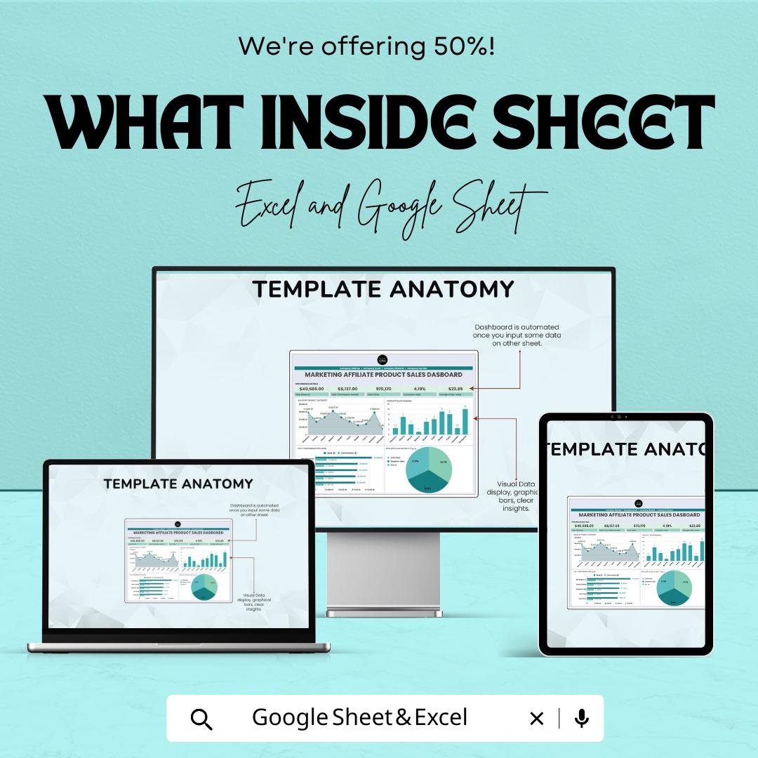 Marketing Affiliate Sales Dashboard | Track Affiliate Revenue & Performance | Digital Download | Affiliate Marketing Dashboard Template