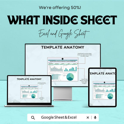 Marketing Affiliate Sales Dashboard | Track Affiliate Revenue & Performance | Digital Download | Affiliate Marketing Dashboard Template