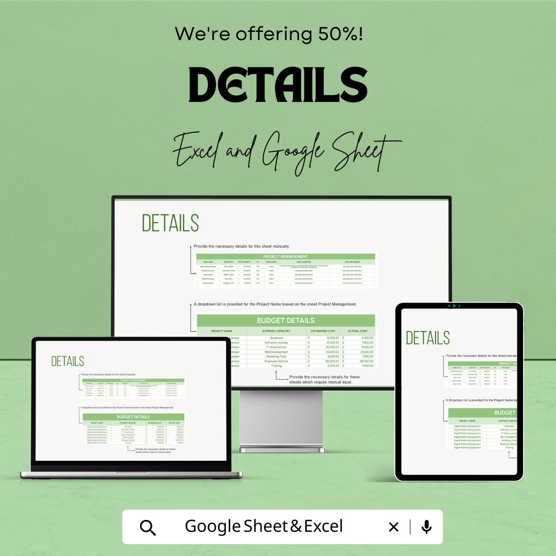 IT Capital Budgeting Template, IT Project Budget Spreadsheet, Tech Budget Planner, Capital Expense Tracker, Excel Google Sheets