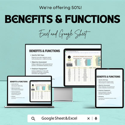 Pre and Post Training Skills Analysis HR Template | Employee Training Evaluation Tool | Excel & Google Sheets