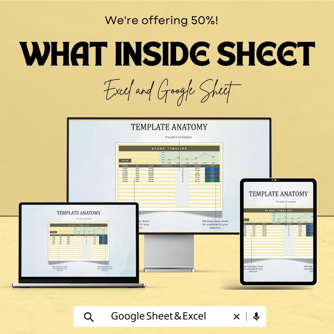 Blank Timeline Sheet - Project Planning Template | Excel and Google Sheet | Track Dates, Milestones & Tasks | Printable Project Tracker