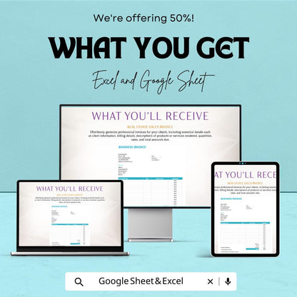 Basic Business Invoice Template | Editable Invoice for Small Business | Google Sheets & Excel Invoice | Simple Business Billing Spreadsheet