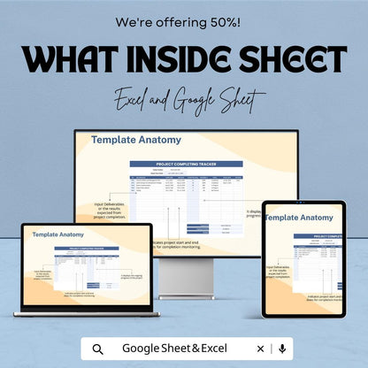 Project Completing Tracker Template, Project Progress Tracker, Completion Log Spreadsheet, Project Management Tracker