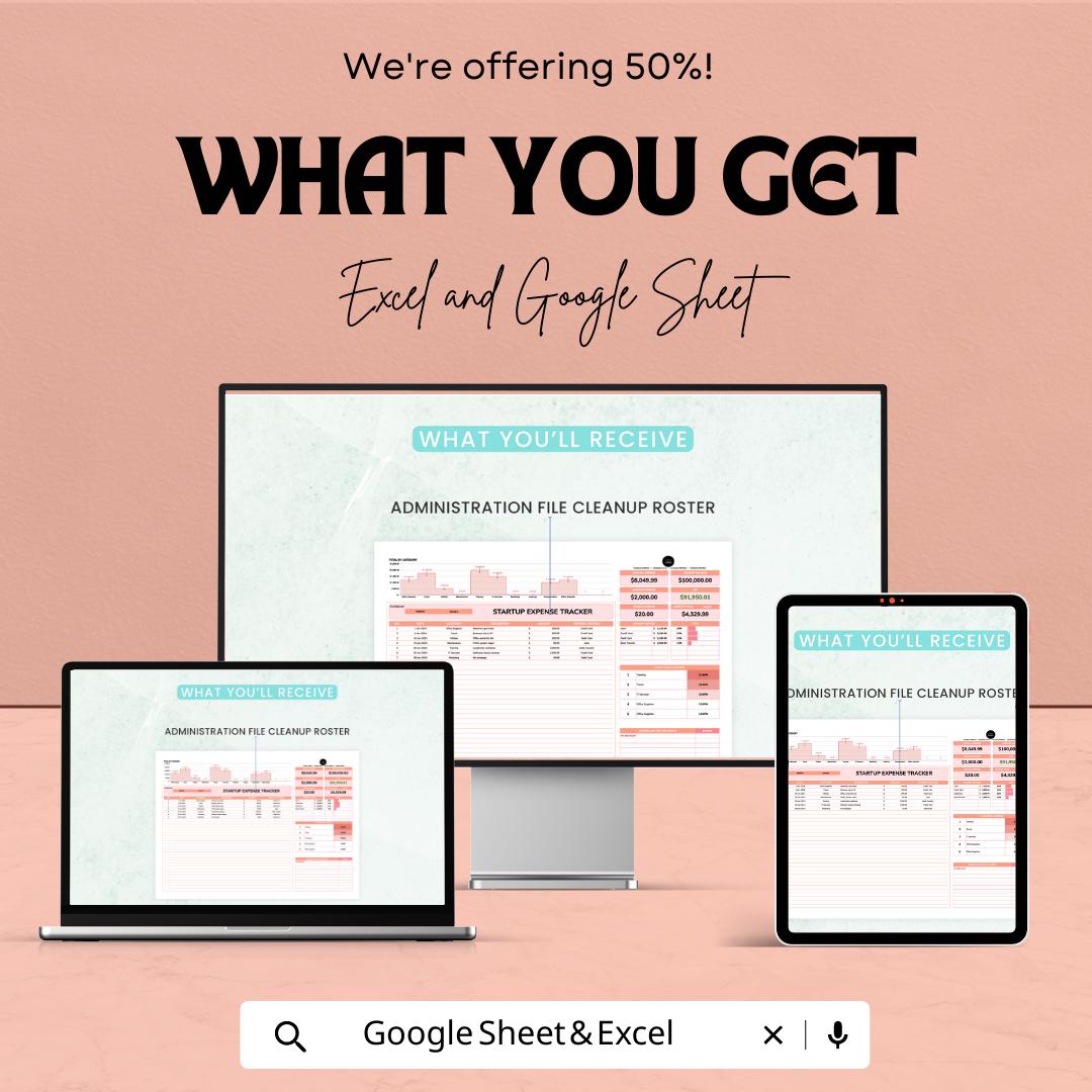 Administration Expense Tracker Template | Excel & Google Sheets | Business Expense Spreadsheet | Budget Tracker | Financial Management
