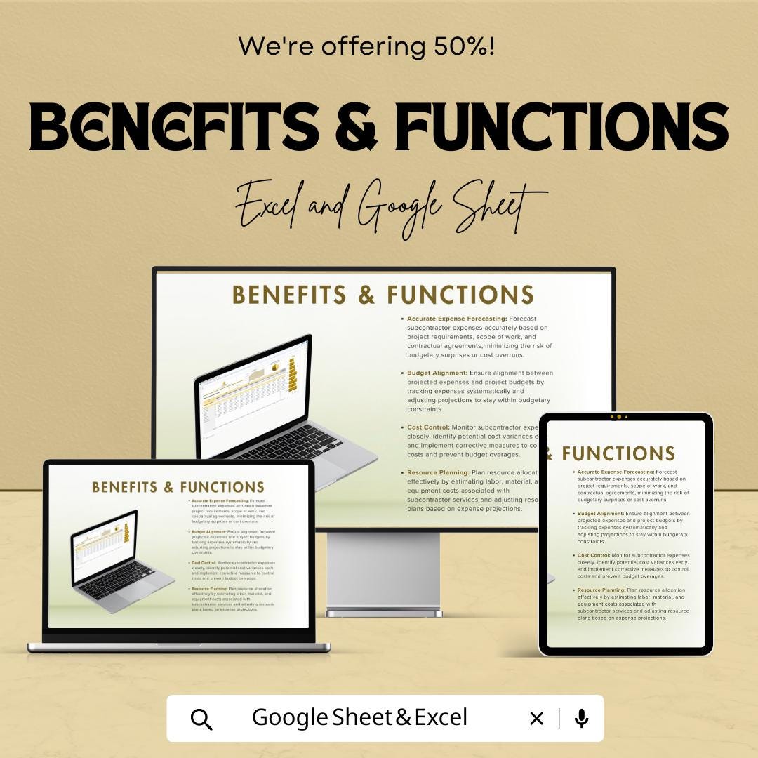 Subcontractor Expense Projection Template | Contractor Budget Planner | Project Expense Forecast | Subcontractor Cost Tracker