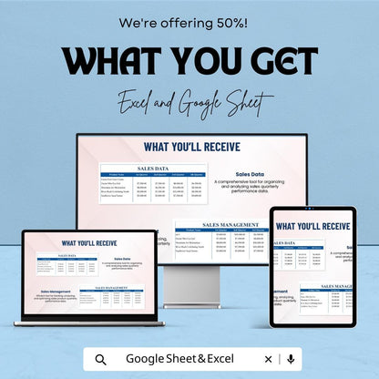 Sales Chart Sheet - Excel & Google Sheets Template for Visualizing Sales Performance and Data Analysis