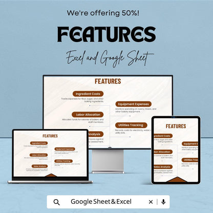 Bakery Budget Template | Bakery Expense Tracker Spreadsheet | Bakery Financial Planner | Excel & Google Sheets | Bakery Cost Calculator