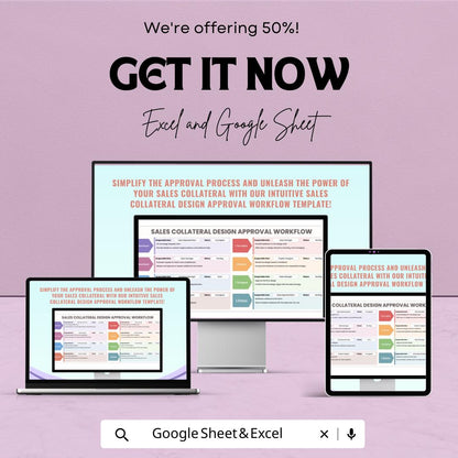 Sales Collateral Design Approval Workflow Template | Marketing Approval Process Tracker | Excel & Google Sheets Project Management