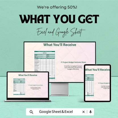 IT Project Budget Template | IT Budget Estimate Spreadsheet | Project Cost Estimator | IT Expense Tracker Sheet