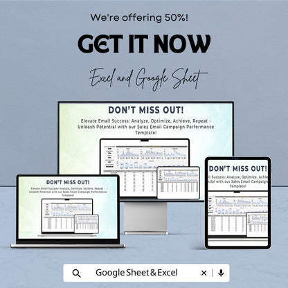 Sales Email Campaign Performance Template | Email Marketing Dashboard | Email KPI Tracker | Open Rate CTR Conversion Analytics Template