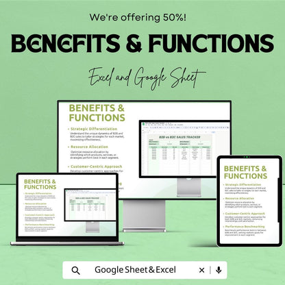 B2B vs B2C Sales Tracker Template | Excel & Google Sheets | Sales Performance Dashboard | Business Sales Analysis Spreadsheet
