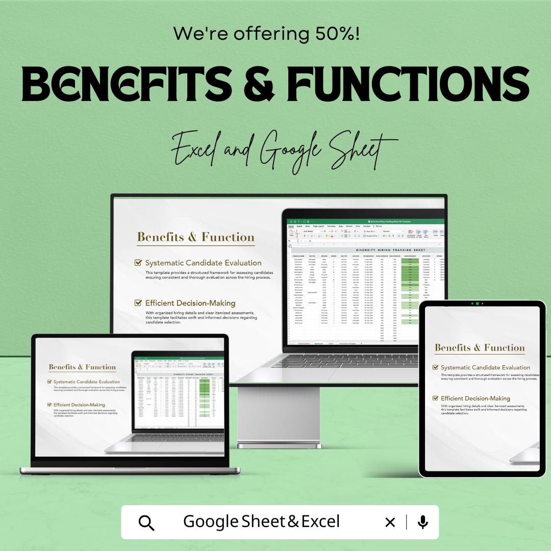 Diversity Hiring Tracking Sheet HR Template | Excel & Google Sheets | Inclusive Recruitment Tracker | HR Hiring Dashboard