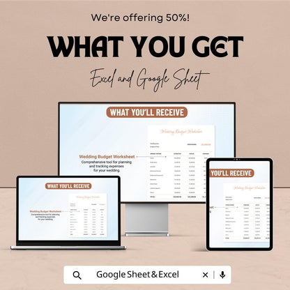Printable Wedding Budget Worksheet - Excel & Google Sheets, Customizable Wedding Planner, Wedding Cost Tracker, Budget Tracker Template