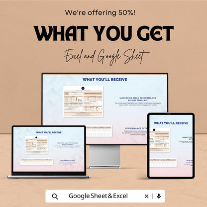 Marketing Email Report Template, Email Performance Tracker, Excel & Google Sheets Campaign Analytics Dashboard, Email Marketing Report