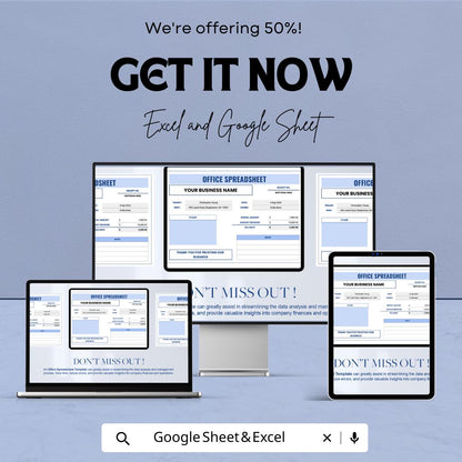 Office Spreadsheet Template | Business Receipt Tracker | Office Invoice & Payment Record Template | Small Business Spreadsheet