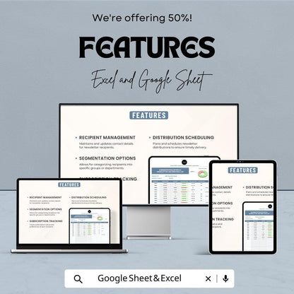 Administration Internal Newsletter Distribution List Template | Employee Contact Tracker | HR Communication Log | Excel & Google Sheets