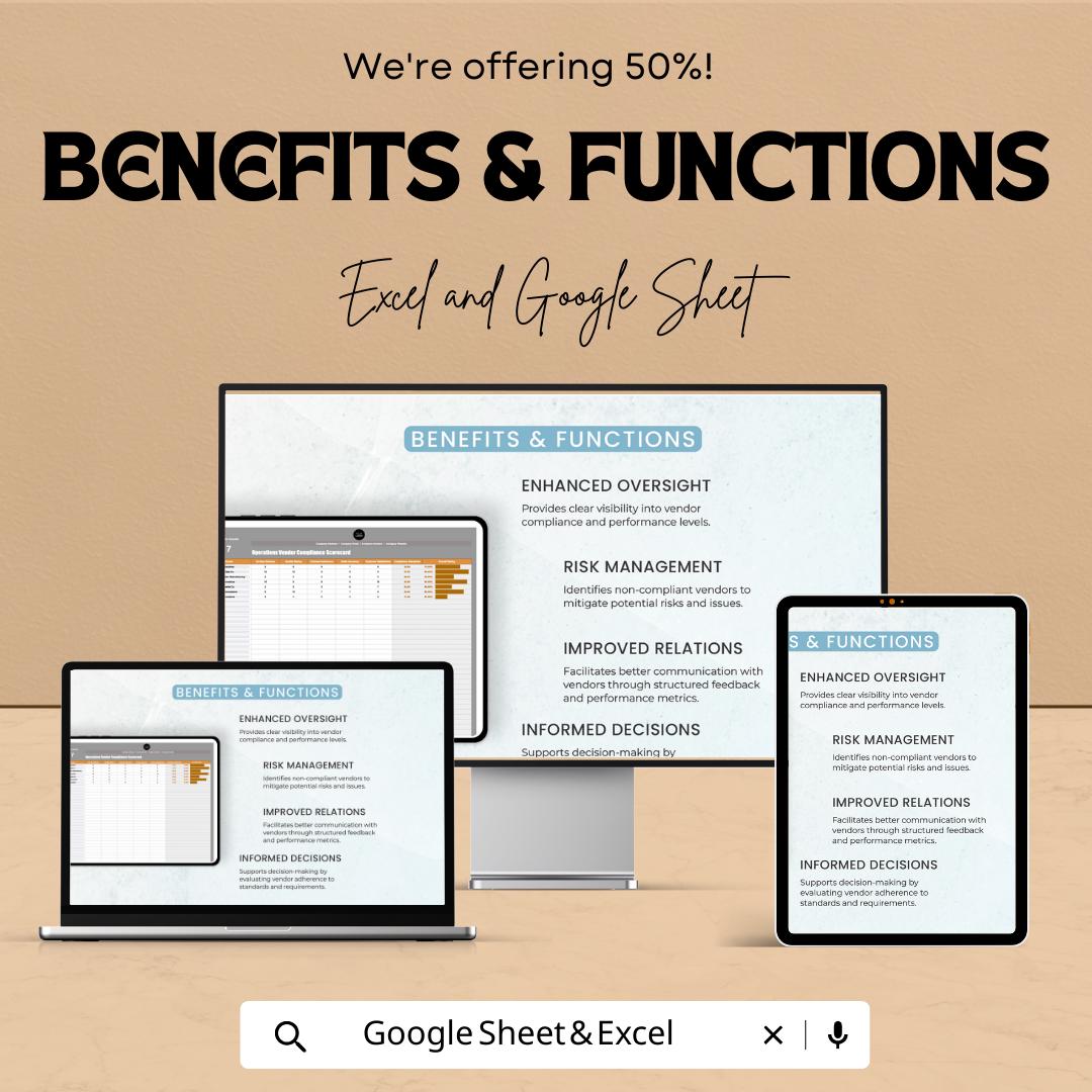 Operations Vendor Compliance Scorecard Template, Vendor Performance Tracker, Supplier Evaluation Spreadsheet, Compliance Scorecard