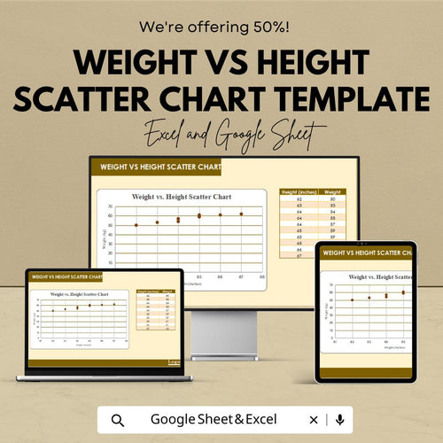 Weight vs Height Scatter Chart Template | Data Analysis Spreadsheet | Health Statistics Chart | Editable Digital Download
