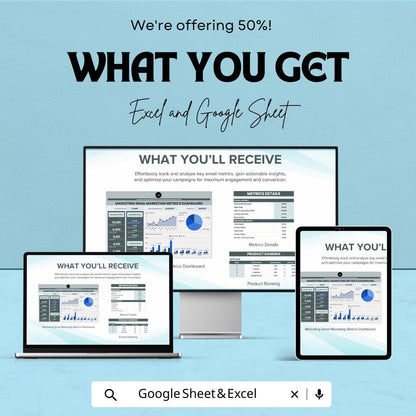 Email Marketing Dashboard Template | Google Sheets and Excel | Campaign Tracker , Open Rate & CTR Analytics, Sales Report