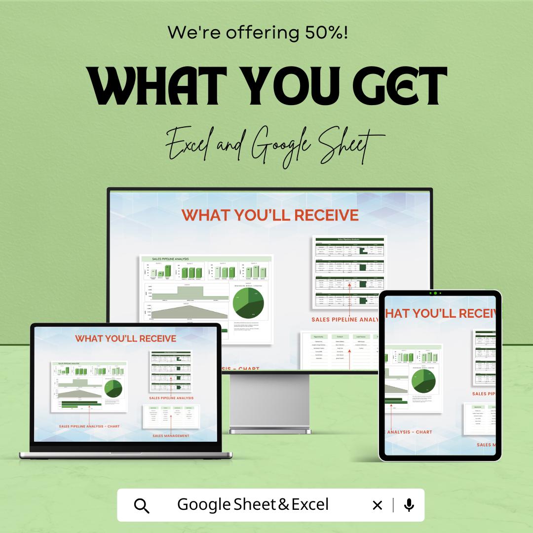 Sales Pipeline Analysis Sheet | Excel & Google Sheet | Sales Tracker | Lead Management Template | Sales Forecasting Tool