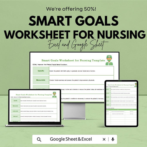 Smart Goals Worksheet for Nursing – Editable Google Sheet & Excel | Patient Care Planning Template | Nursing Goal Setting PDF