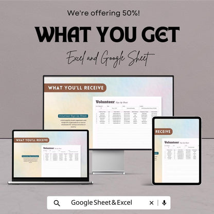 Volunteer Sign-Up Sheet | Event Registration Template | Track Volunteers and Hours | Excel & Google Sheets | Instant Download