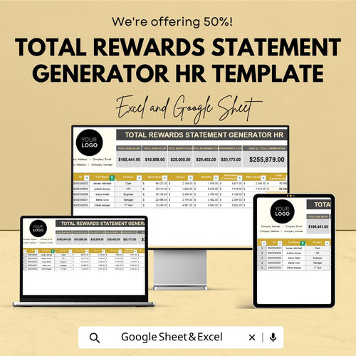 Total Rewards Statement Generator HR Template | Excel & Google Sheets | Employee Compensation Report | Salary Benefits Breakdown Tool