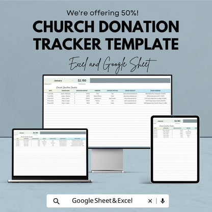 Church Donation Tracker Template | Donation Tracking Spreadsheet | Tithe and Offering Tracker | Excel & Google Sheets