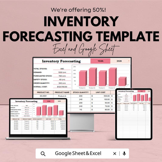 Inventory Forecasting Template Excel, Demand Planning Spreadsheet, Stock Forecast Tool, Inventory Management Dashboard