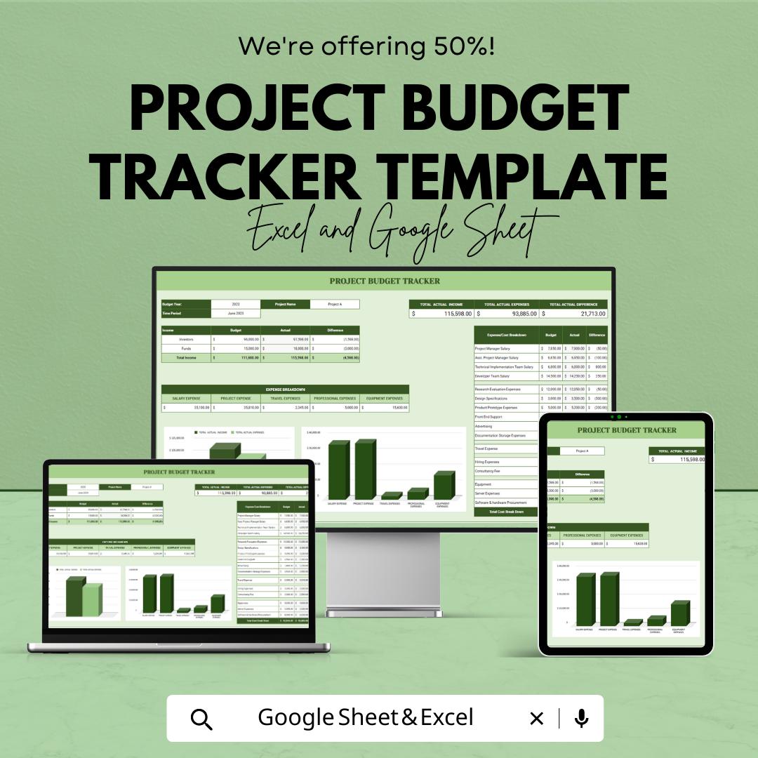 Project Budget Tracker Template, Excel & Google Sheets Budget Planner, Project Cost Tracker, Business Budget Spreadsheet, Financial Tracker