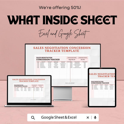 Sales Negotiation Concession Tracker Template | Deal Management Spreadsheet | Contract Tracking Tool | Digital Download