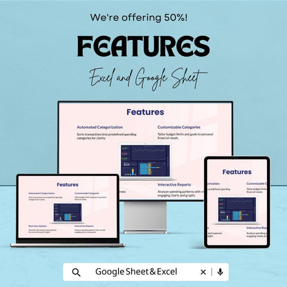 Forecast Dashboard Template | Income & Expense Tracker with Budget Planning | Google Sheets and Excel