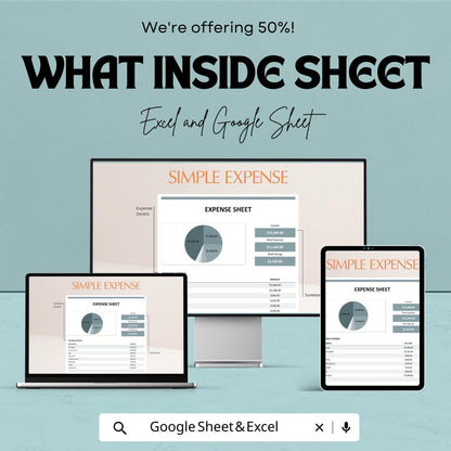 Simple Expense Sheet Template - Excel & Google Sheets for Easy Budget Tracking, Expense Management