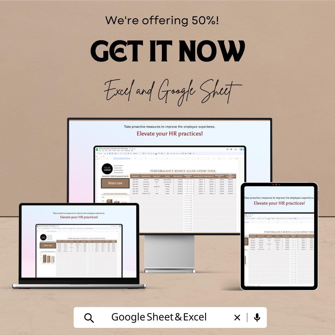 Performance Bonus Allocation Tool | Google Sheets | HR Bonus Distribution Tracker | Employee Bonus Calculator | Business Bonus Allocation