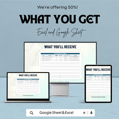 Purchase Return Book Template | Business Return Tracker | Supplier Return Record | Purchase Return Register
