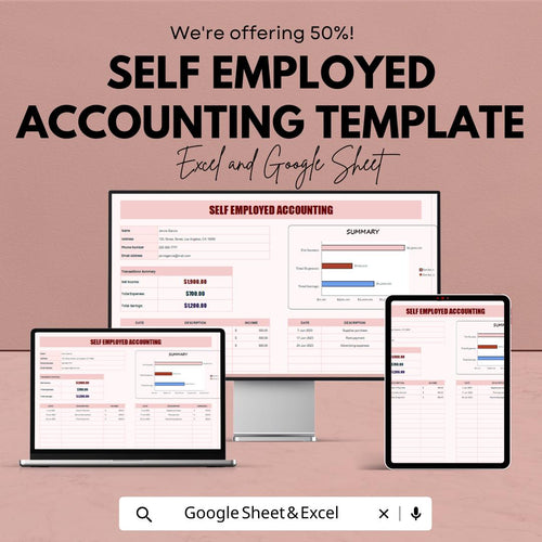 Self Employed Accounting Template | Small Business Accounting Spreadsheet | Income & Expense Tracker | Freelancer Bookkeeping Template