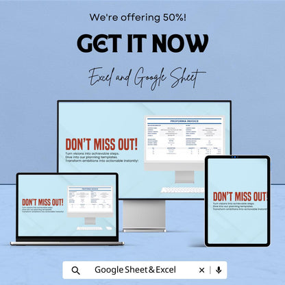 Proforma Invoice Template - Excel & Google Sheets - Professional Invoice Generator - Customizable Invoice Sheet - Business Invoice Template