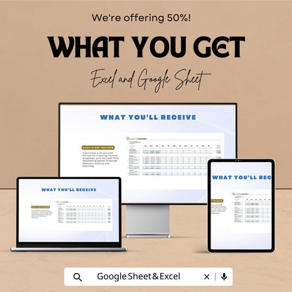 Cash Flow Tracker Sheet | Financial Planning Excel and Google Sheets Template | Monthly Cash Flow Management Tool | Track Income & Expenses