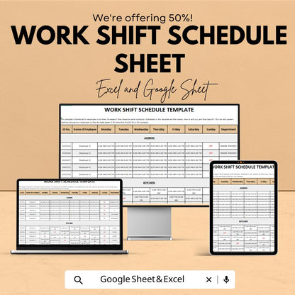 Work Shift Schedule Template - Employee Weekly Shift Planner - Google Sheets & Excel - Time Management Schedule - Staff Scheduling Template
