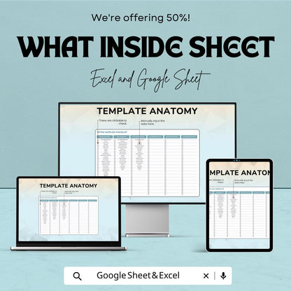 Office Supplies Checklist Template | Google Sheets & Excel | Office Inventory Tracker | Business Supply Management | Printable Supply Log