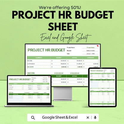 Project HR Budget Sheet - Excel & Google Sheets Template for Efficient HR Budgeting