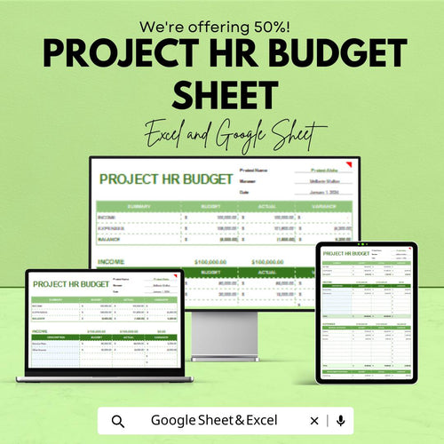 Project HR Budget Sheet - Excel & Google Sheets Template for Efficient HR Budgeting