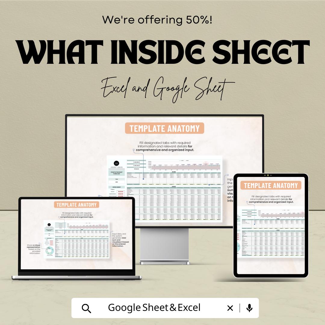 Startup Budget Forecast Spreadsheet | Google Sheets & Excel Template | Business Budget Planner | Expense Tracker | Financial Forecast Tool