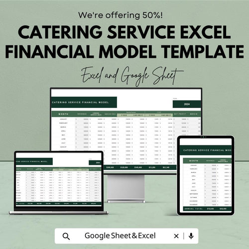 Catering Service Financial Model Template | Catering Budget Planner | Profit & Cost Analysis | Revenue Forecast | Catering Business Plan